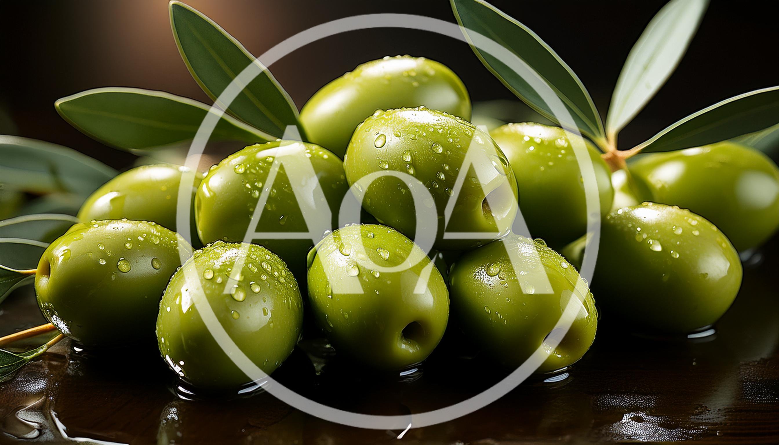 Fresh Green Olives With Water Droplets