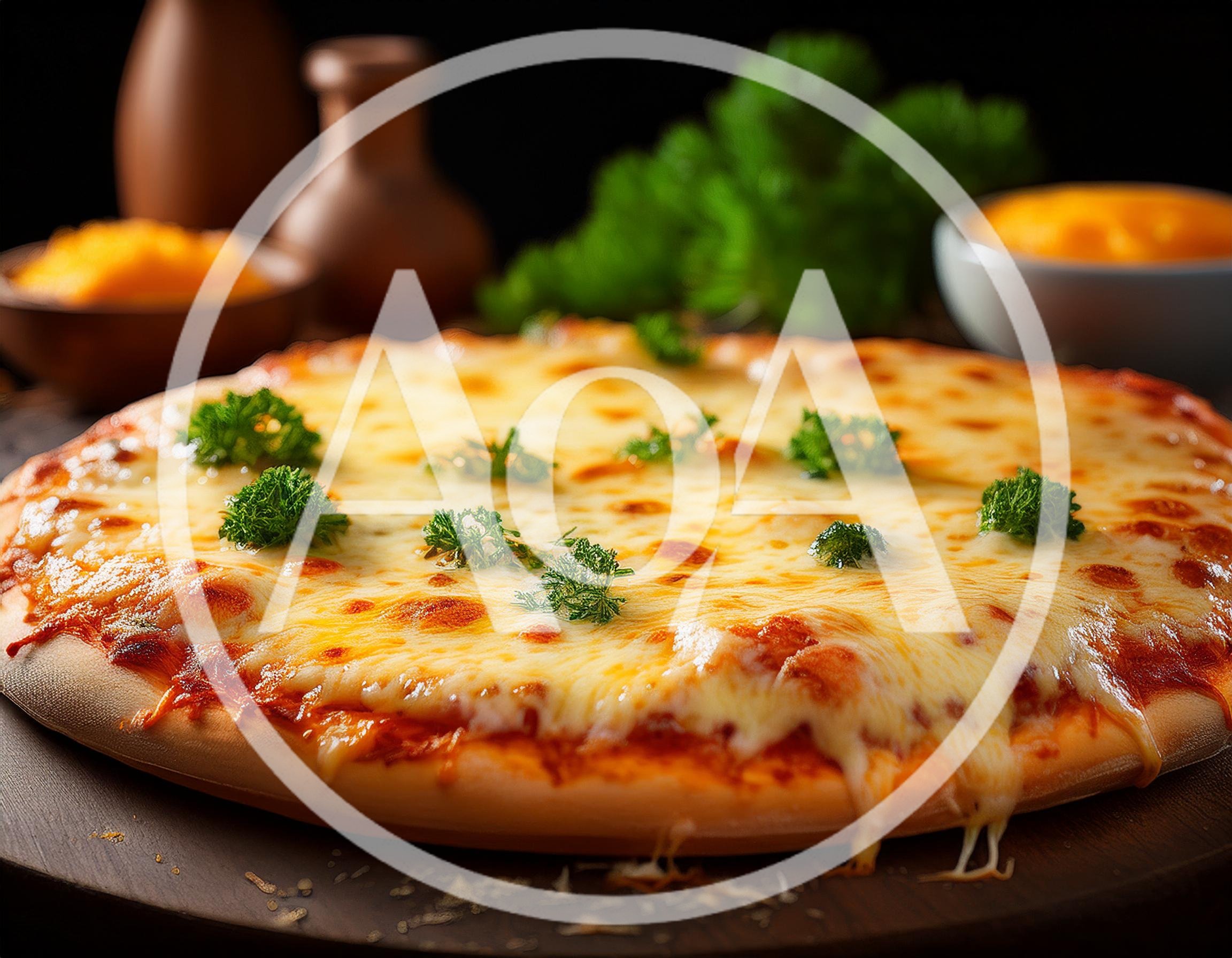 Freshly Baked Cheese Pizza With Parsley Garnish