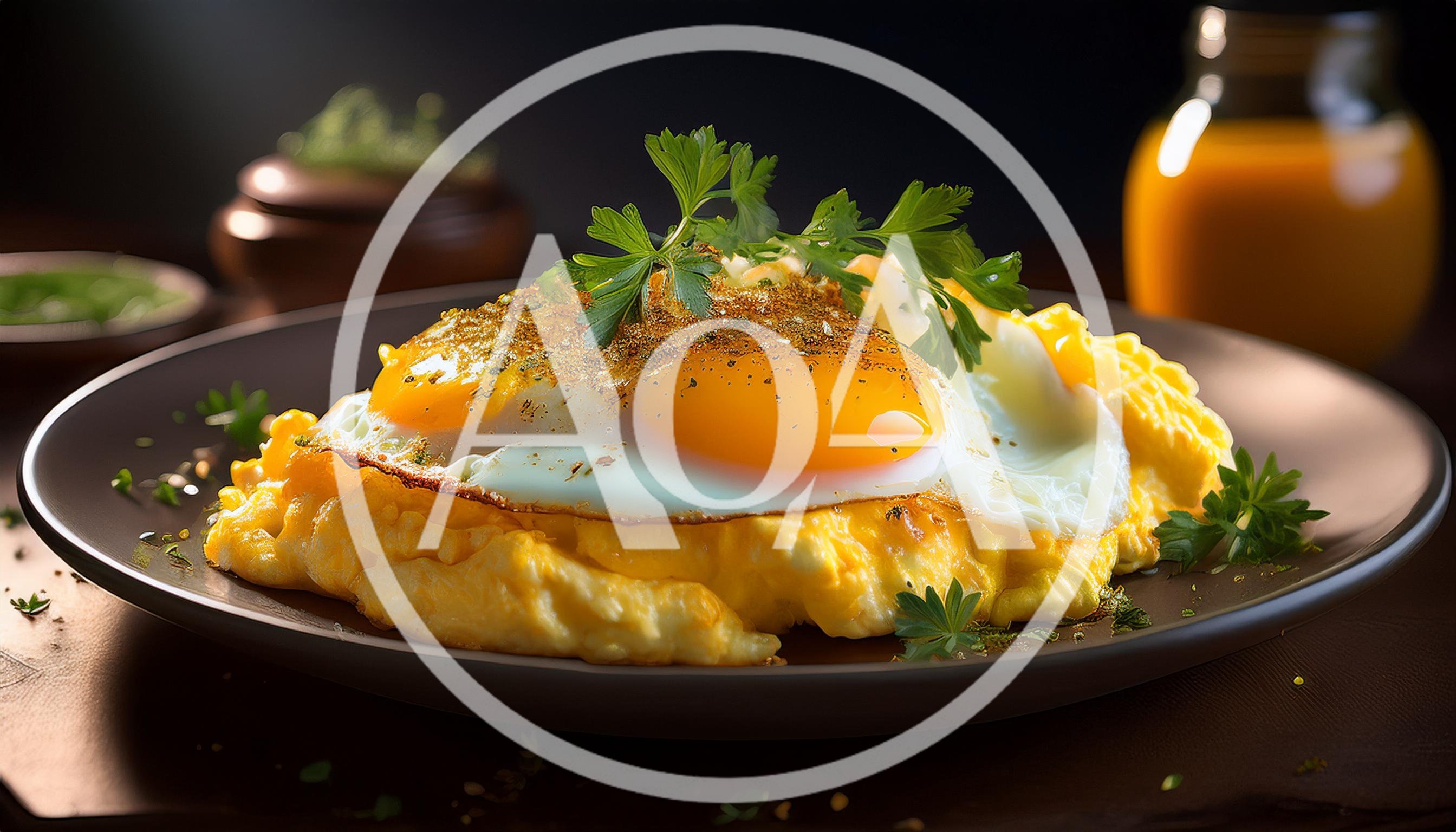 Fried Eggs Served Over Creamy Scrambled Eggs