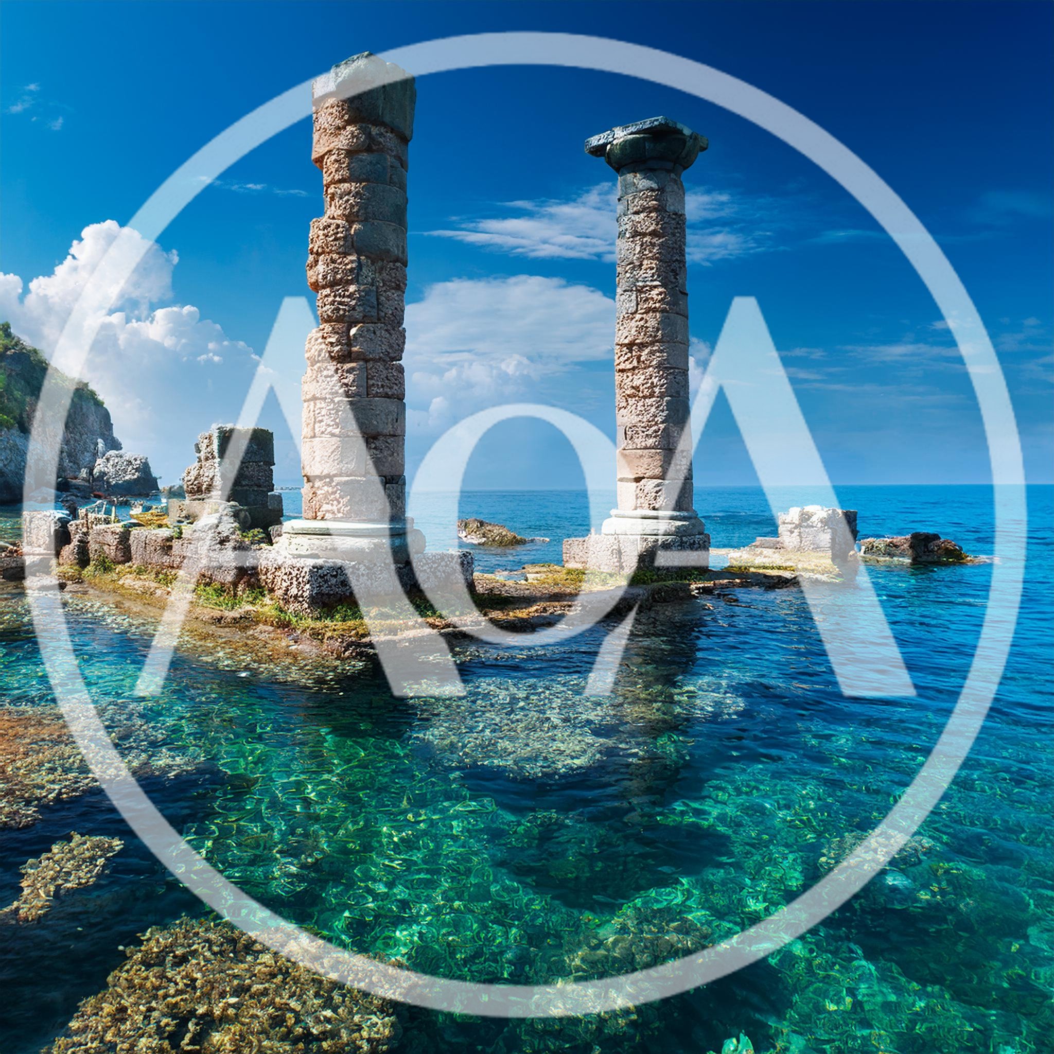 Ancient Roman Ruins Submerged In Clear Mediterranean Sea