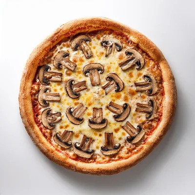Top Down View Of A Mushroom Pizza