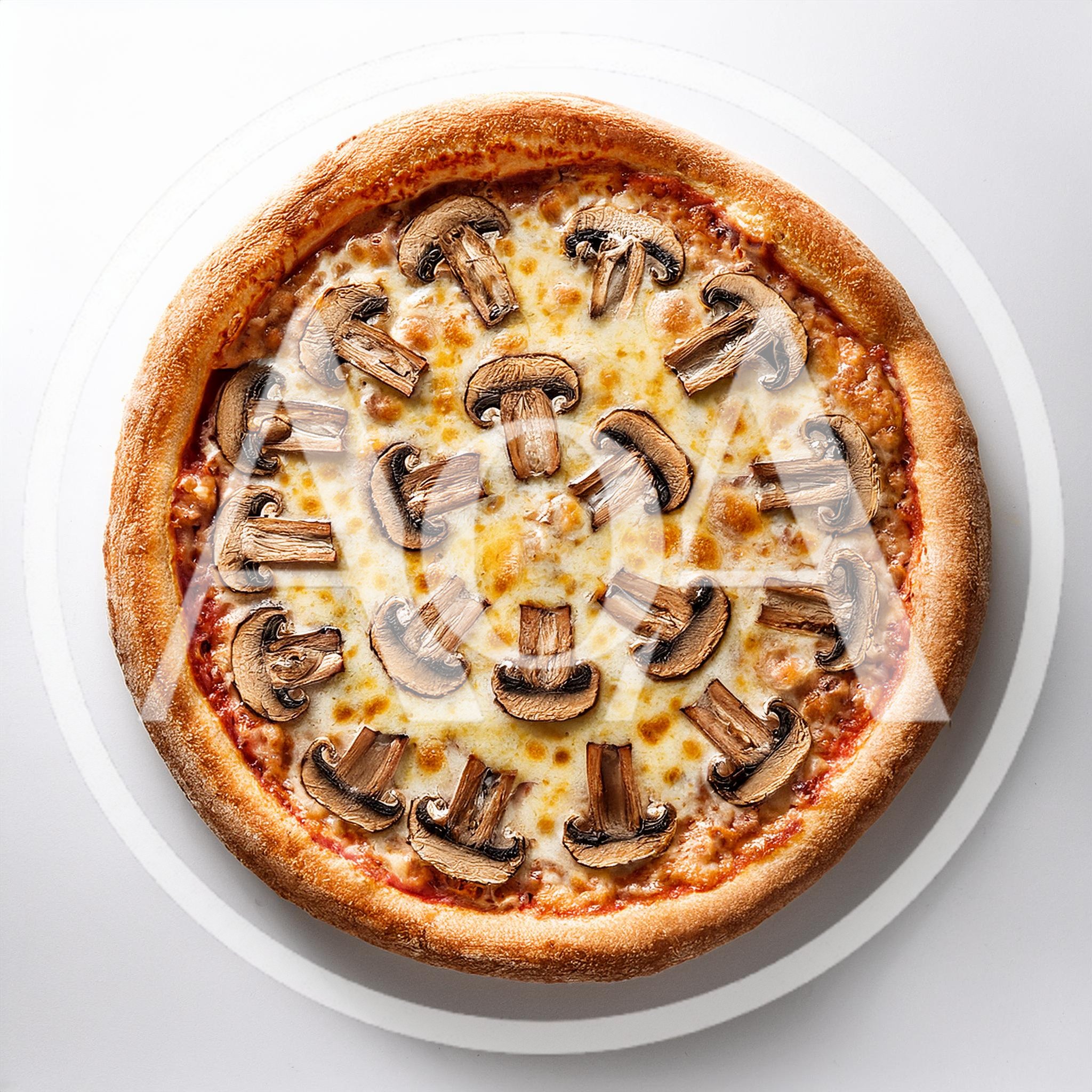 Top Down View Of A Mushroom Pizza