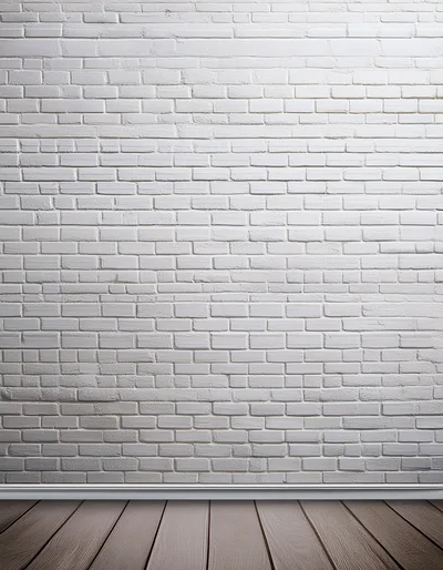 Empty Room With White Brick Wall And Wooden Floor