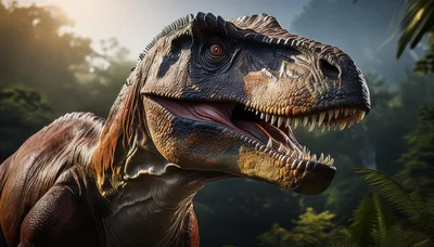 Close Up Portrait Of A Ferocious Tyrannosaurus Rex