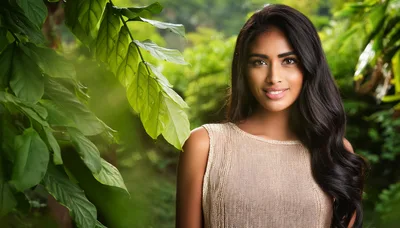 Portrait Of A Beautiful Young Woman In Nature