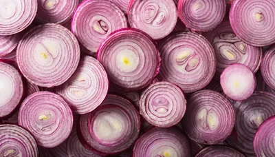 Top View Of Sliced Red Onion Rings