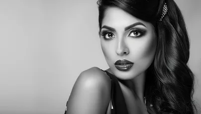 Glamorous Woman With Elegant Hairstyle And Makeup