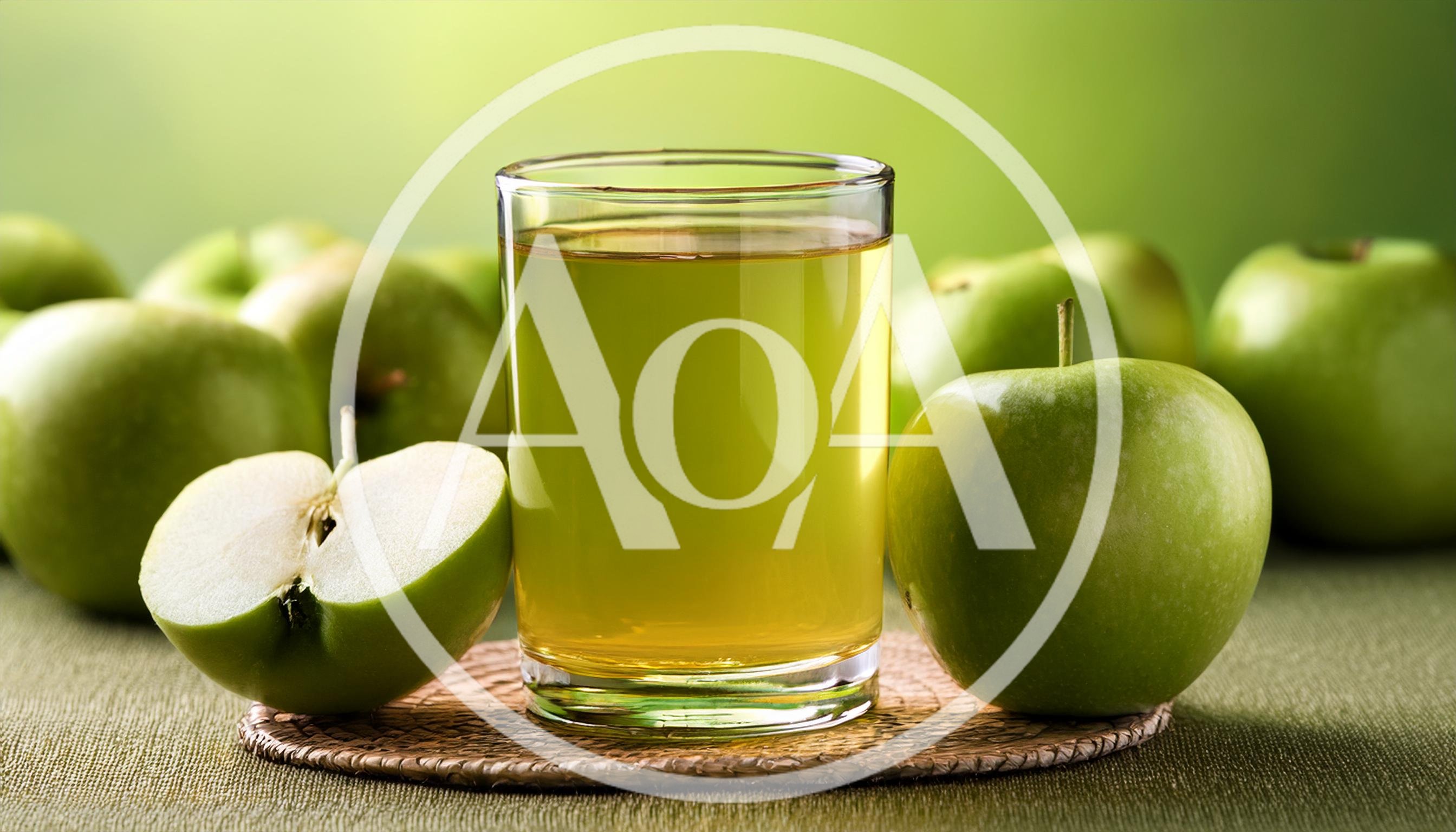 Glass Of Fresh Green Apple Juice With Whole Apples