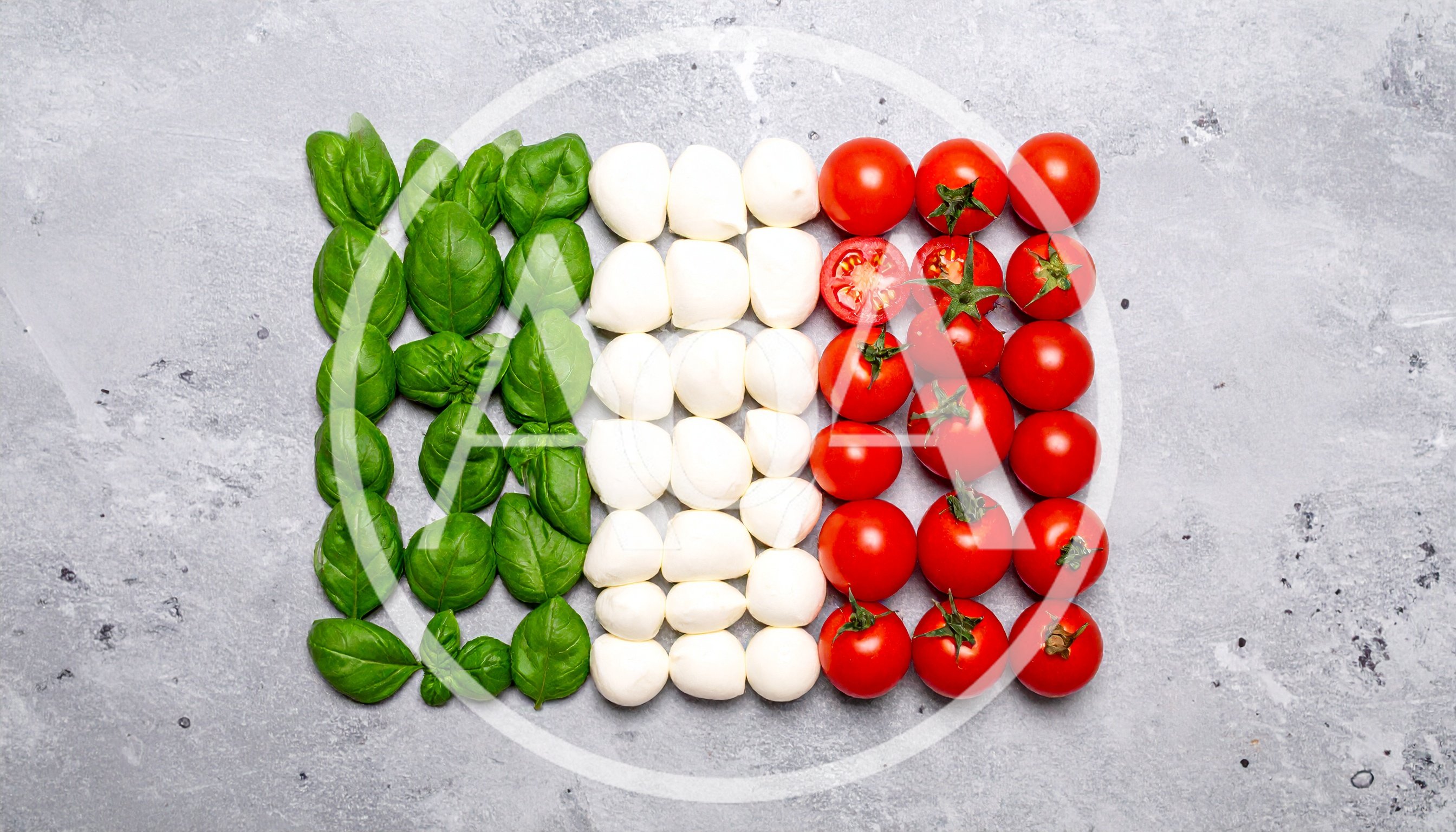 Italian Flag Made Of Basil Mozzarella And Tomatoes