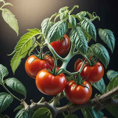 Fresh Red Tomatoes Growing On A Vine