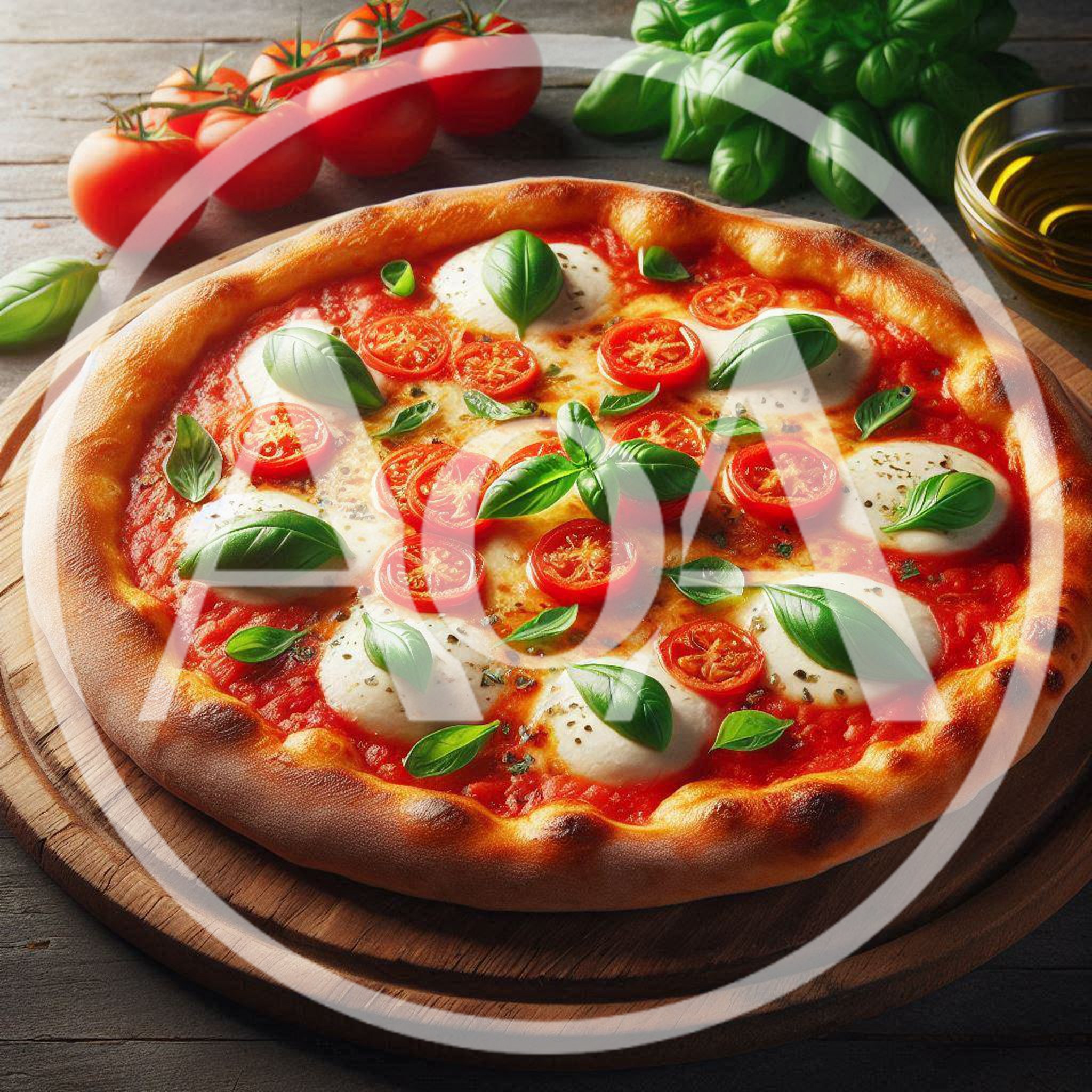 Fresh Margherita Pizza With Tomatoes And Basil