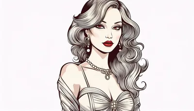 Elegant Woman With Wavy Hair And Red Eyes