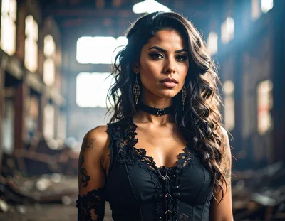 Portrait Of A Gothic Woman In An Abandoned Warehouse