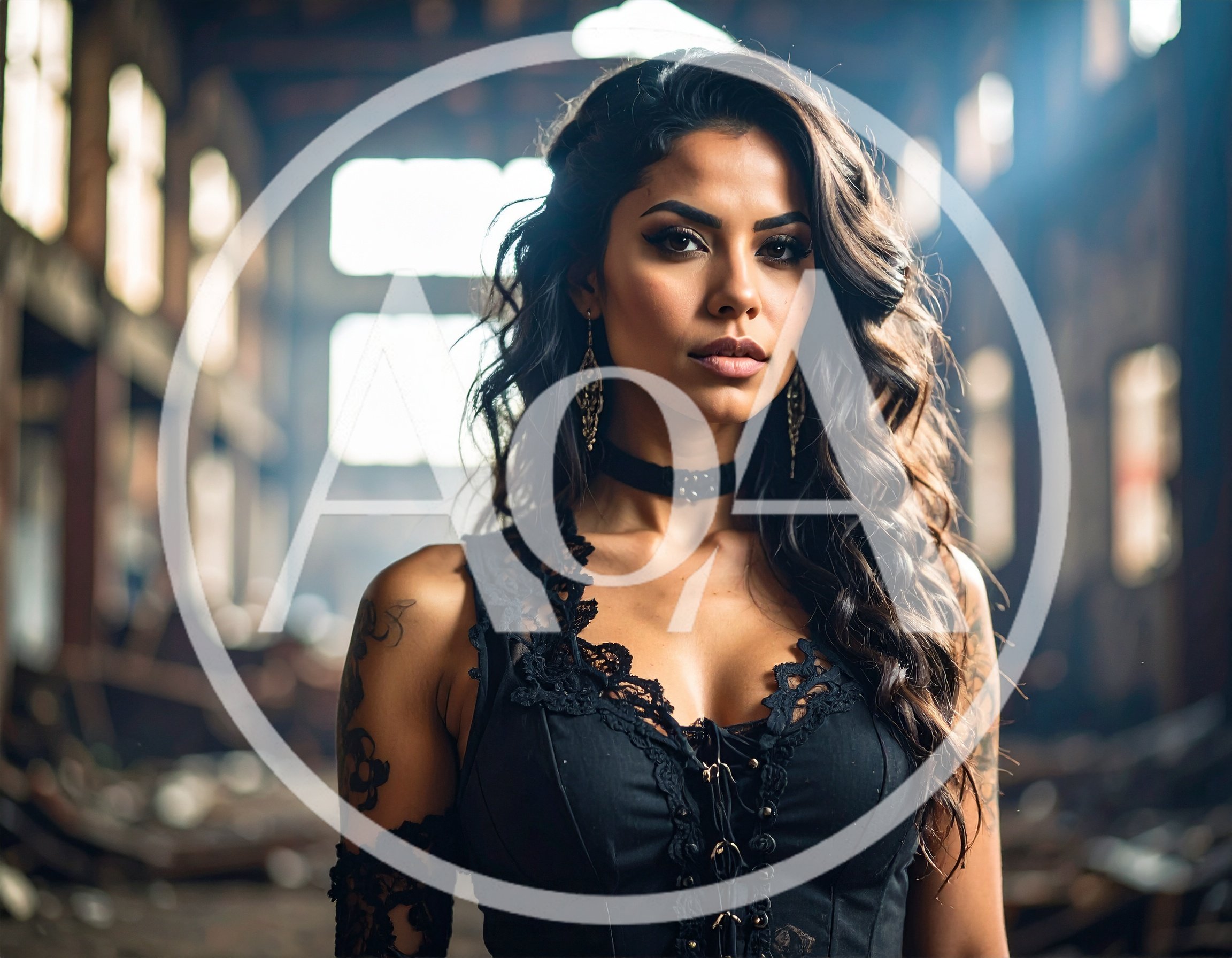 Portrait Of A Gothic Woman In An Abandoned Warehouse