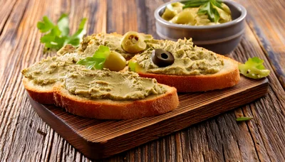 Toasted Bread Slices Topped With Olive Tapenade