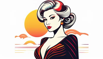 Stylized Retro Illustration Of A Glamorous Woman