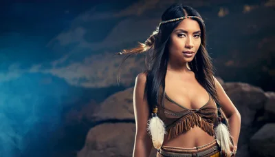 Portrait Of A Native American Woman In Traditional Attire