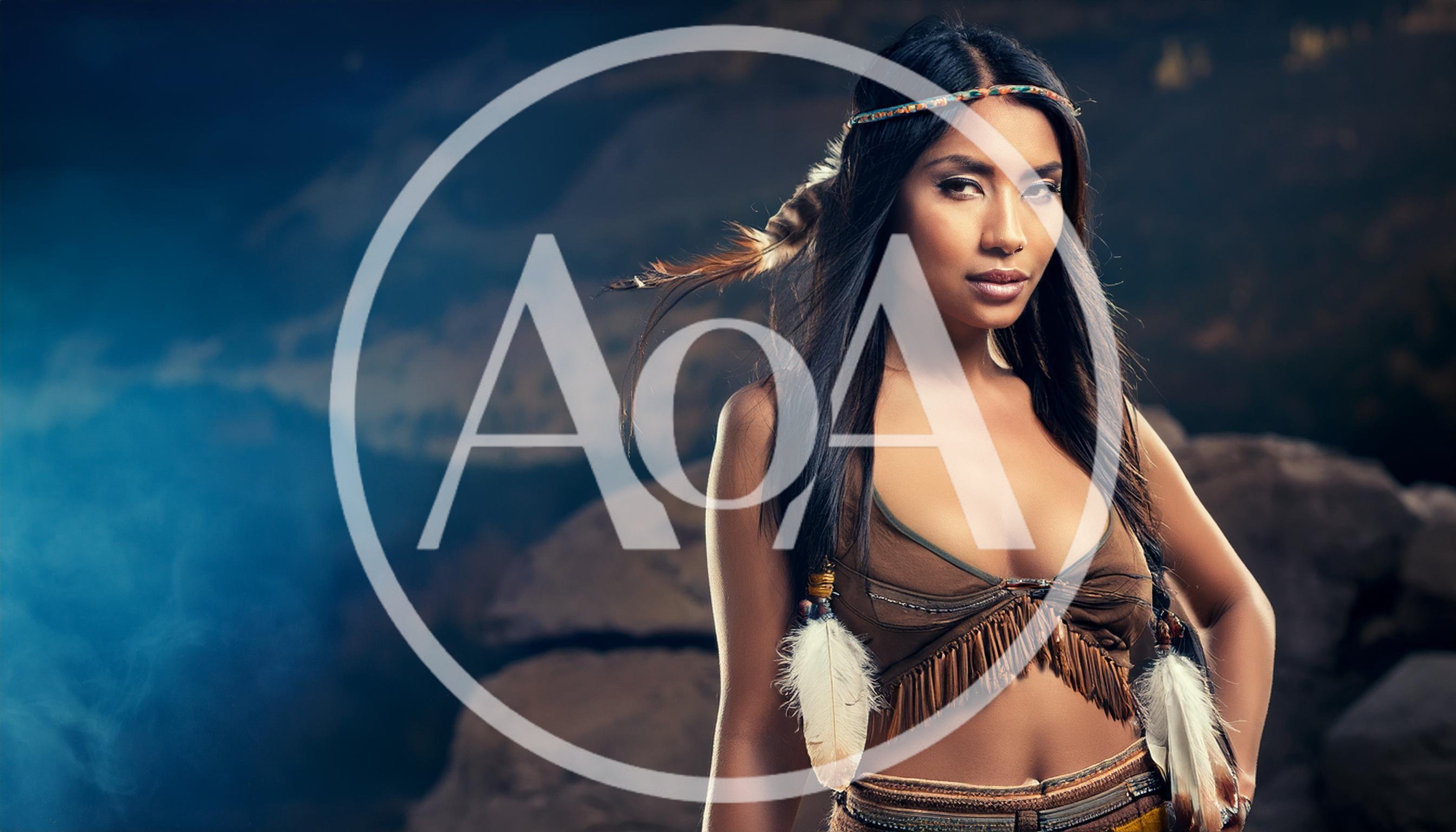 Portrait Of A Native American Woman In Traditional Attire