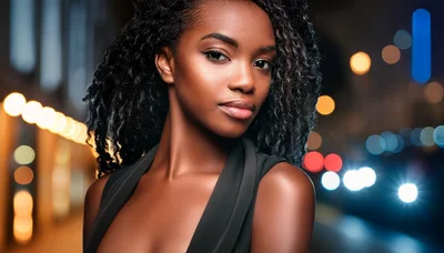 Portrait Of A Beautiful Young Woman At Night