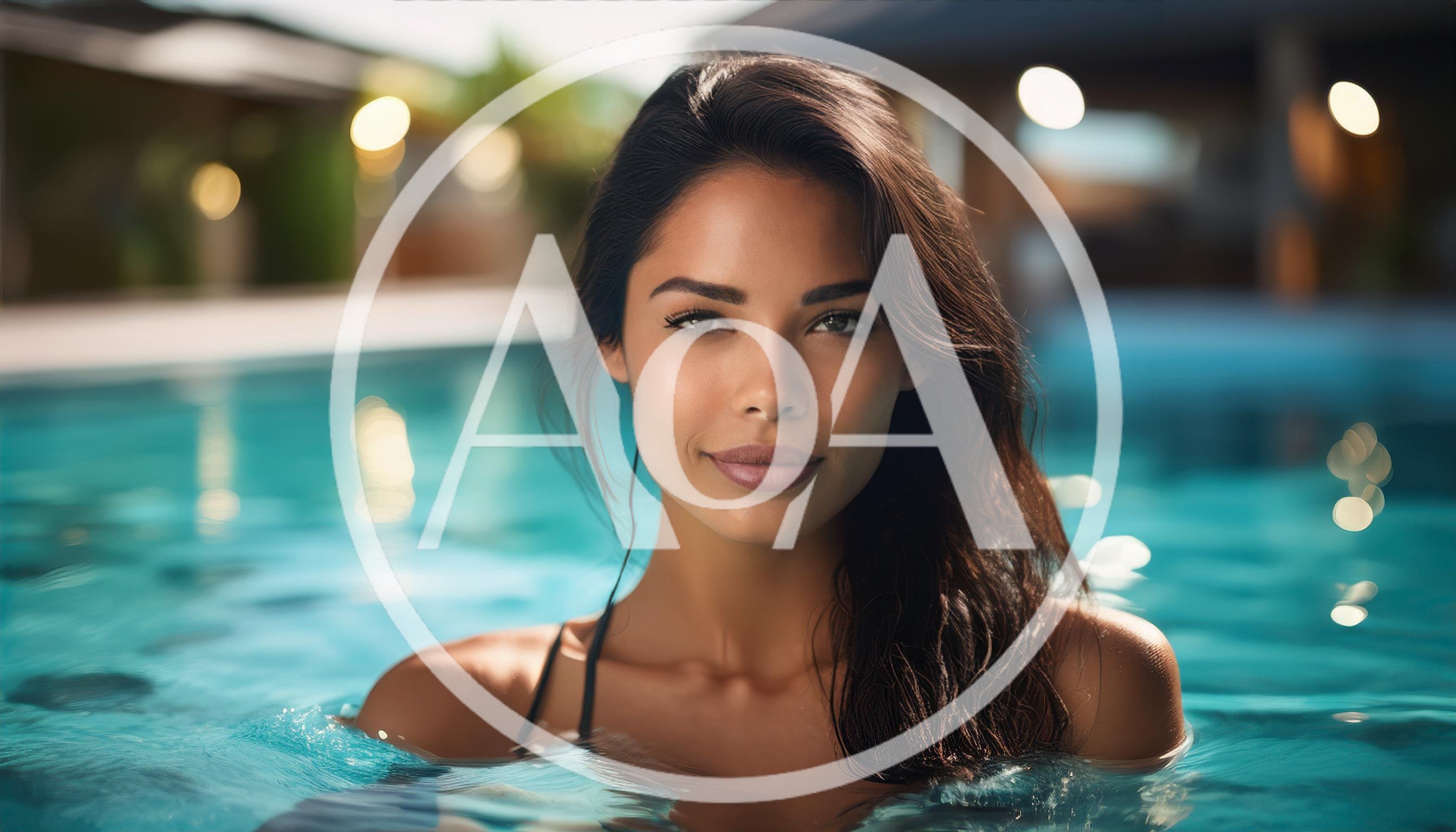 Beautiful Woman Relaxing In A Swimming Pool
