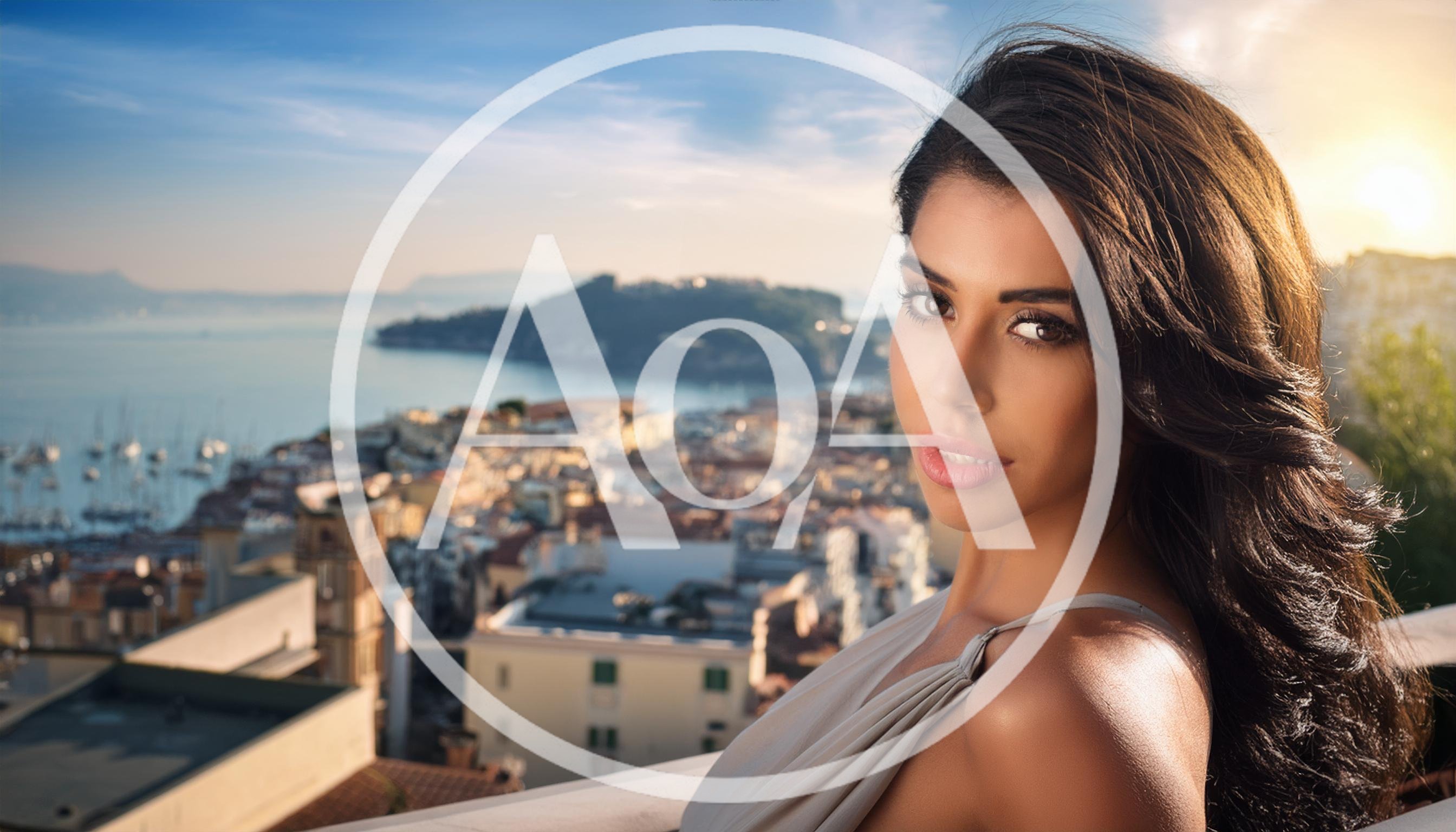 Beautiful Woman Posing On A Balcony Overlooking Naples