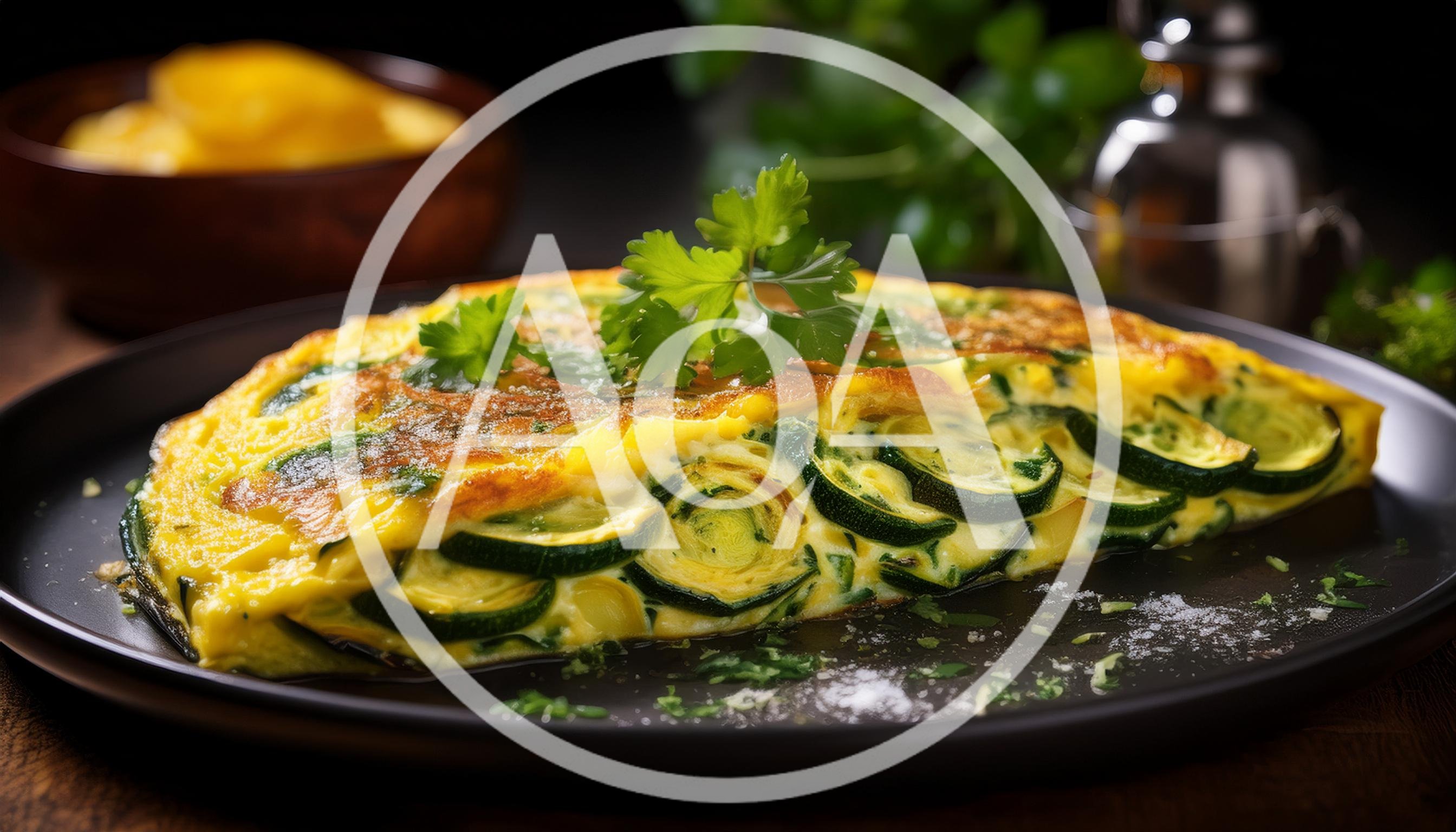 Zucchini Omelet Served on a Black Plate