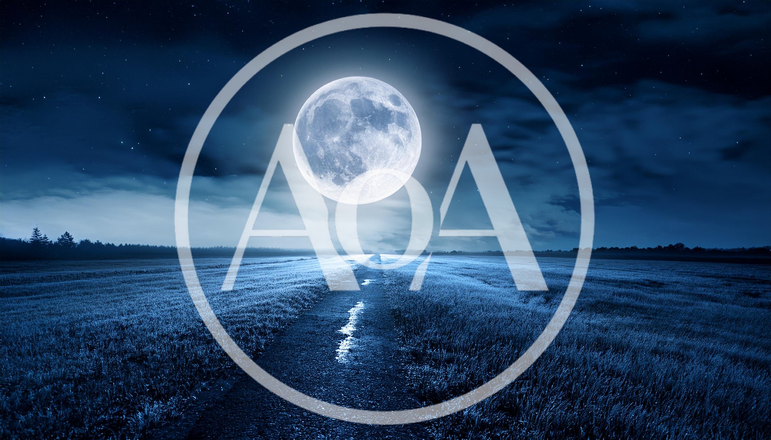 Full Moon Over A Dark Rural Field Path