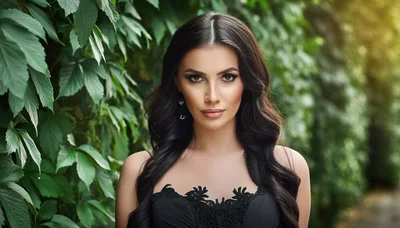 Portrait Of A Beautiful Woman With Long Dark Hair