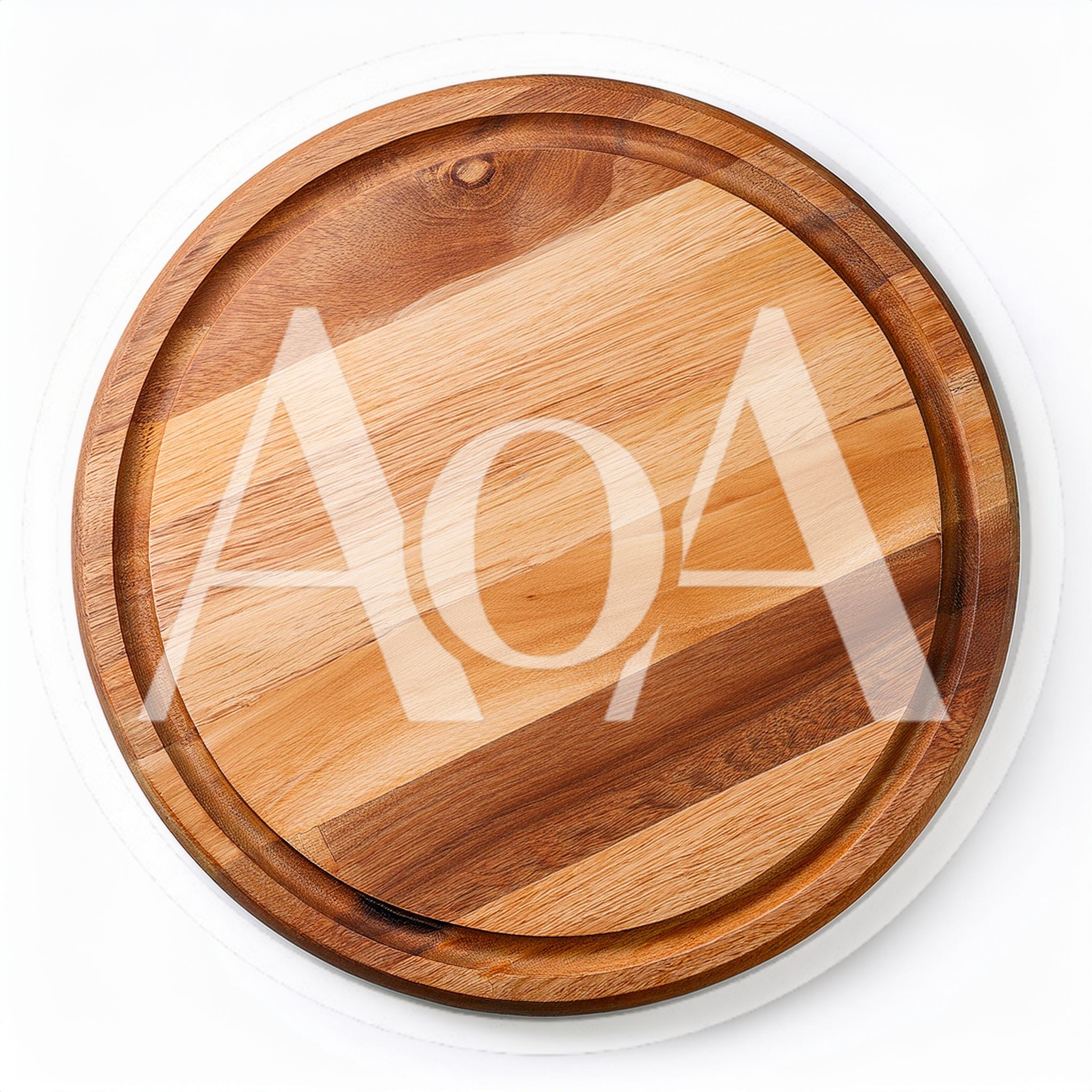 Round Wooden Cutting Board Isolated On White Background