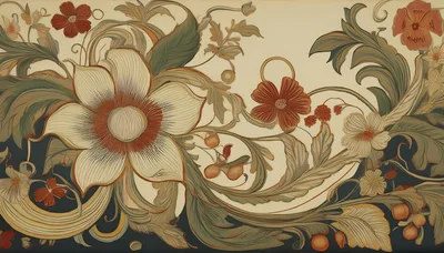 Art Nouveau Floral Pattern With Ornate Botanical Elements