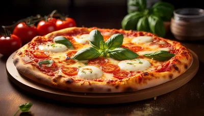 Fresh Margherita Pizza With Tomatoes And Basil