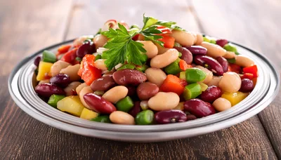Fresh Three Bean Salad In A Bowl