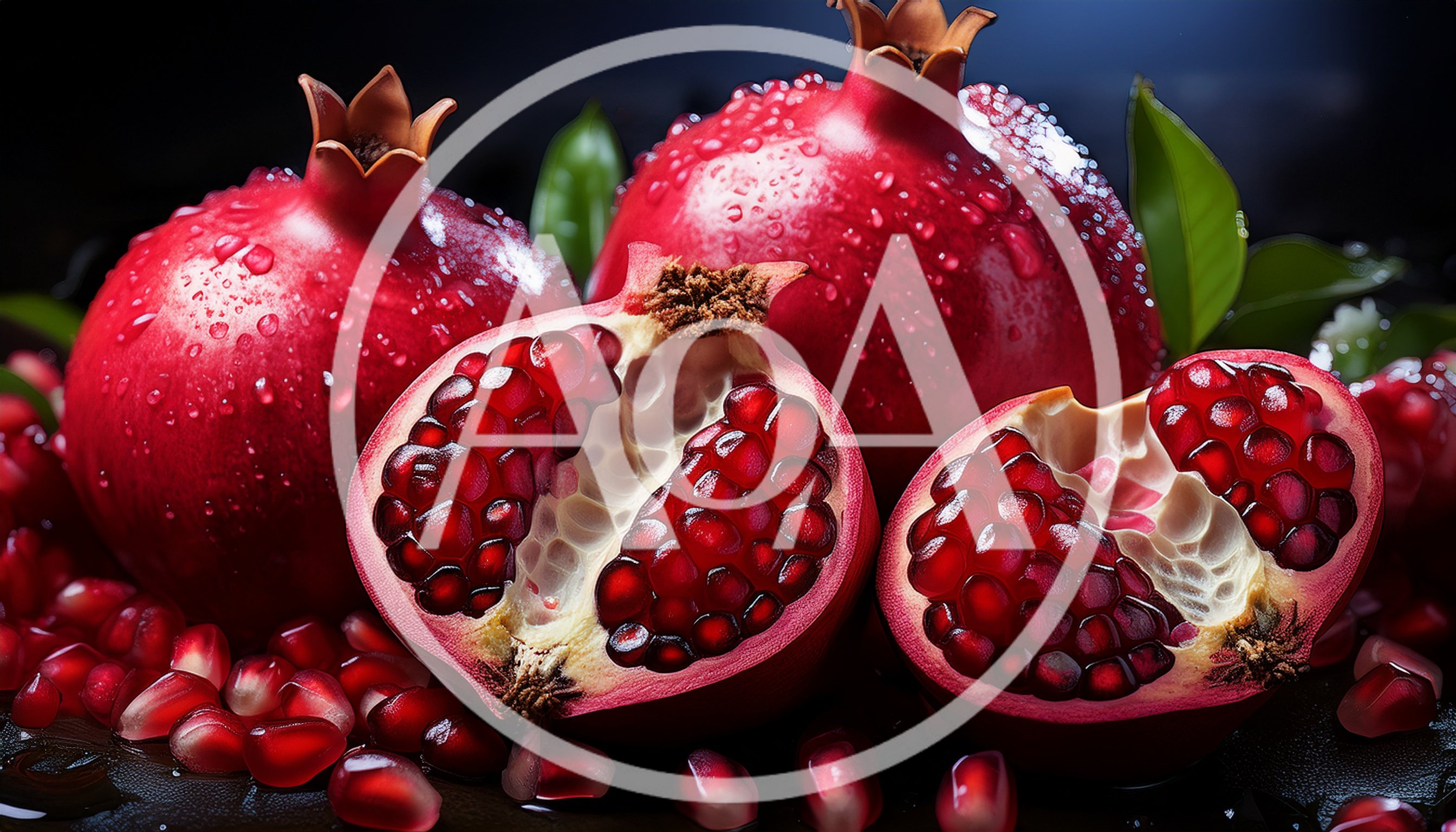 Fresh Ripe Pomegranates With Seeds On Dark Background