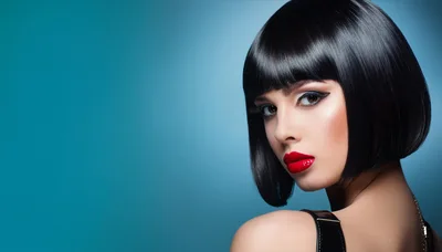 Portrait Of A Beautiful Woman With A Bob Haircut
