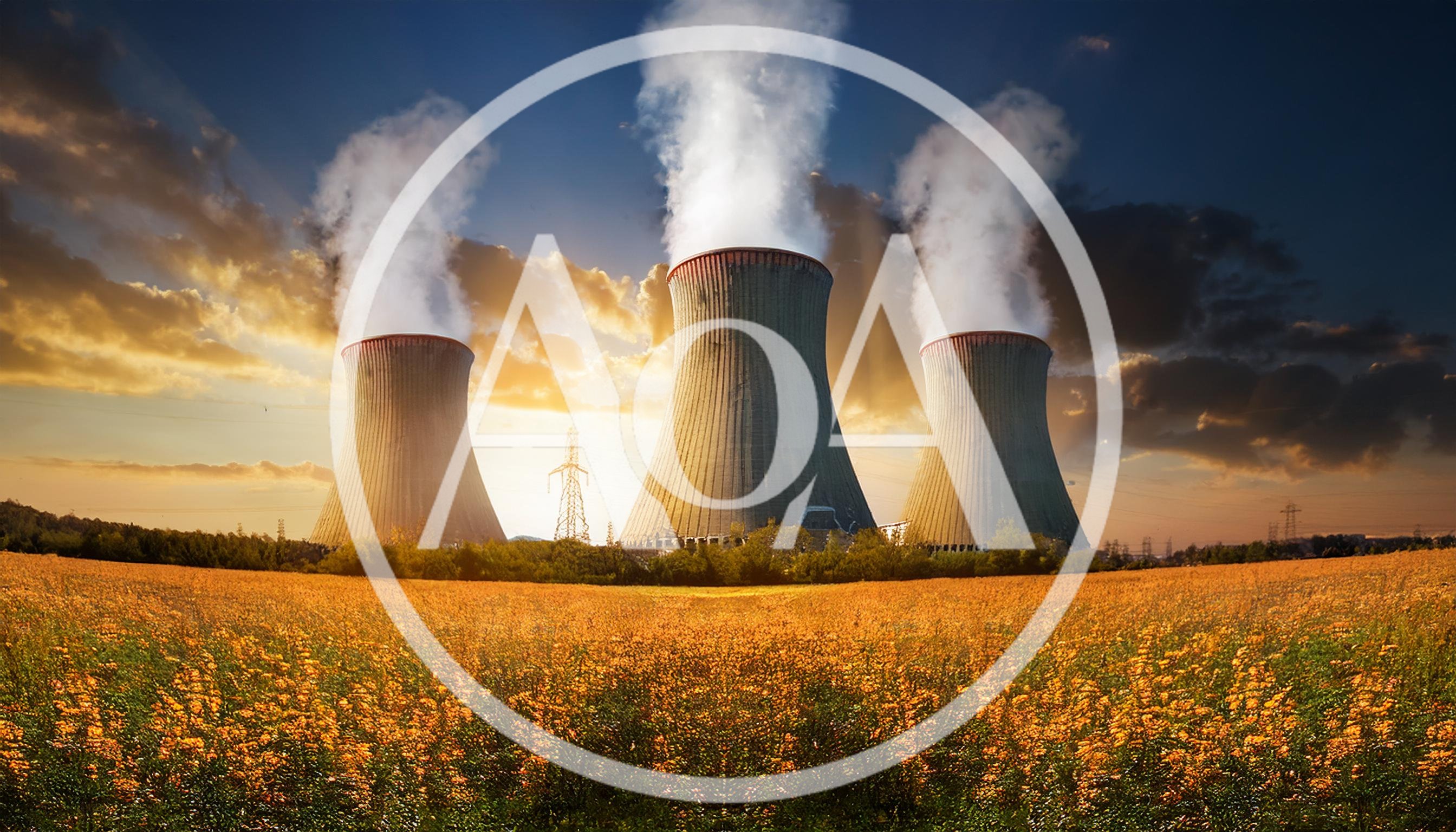 Three Nuclear Power Plant Cooling Towers In Flower Field