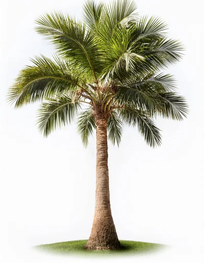 Single Mature Palm Tree Isolated On White Background