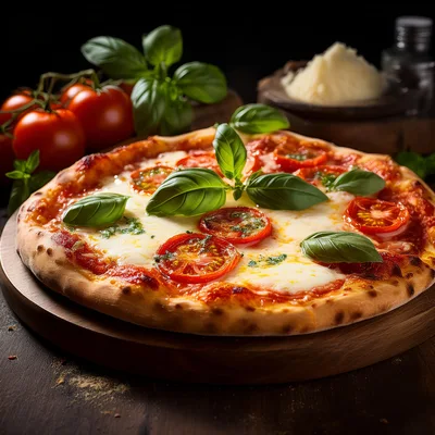 Fresh Margherita Pizza With Basil And Tomatoes