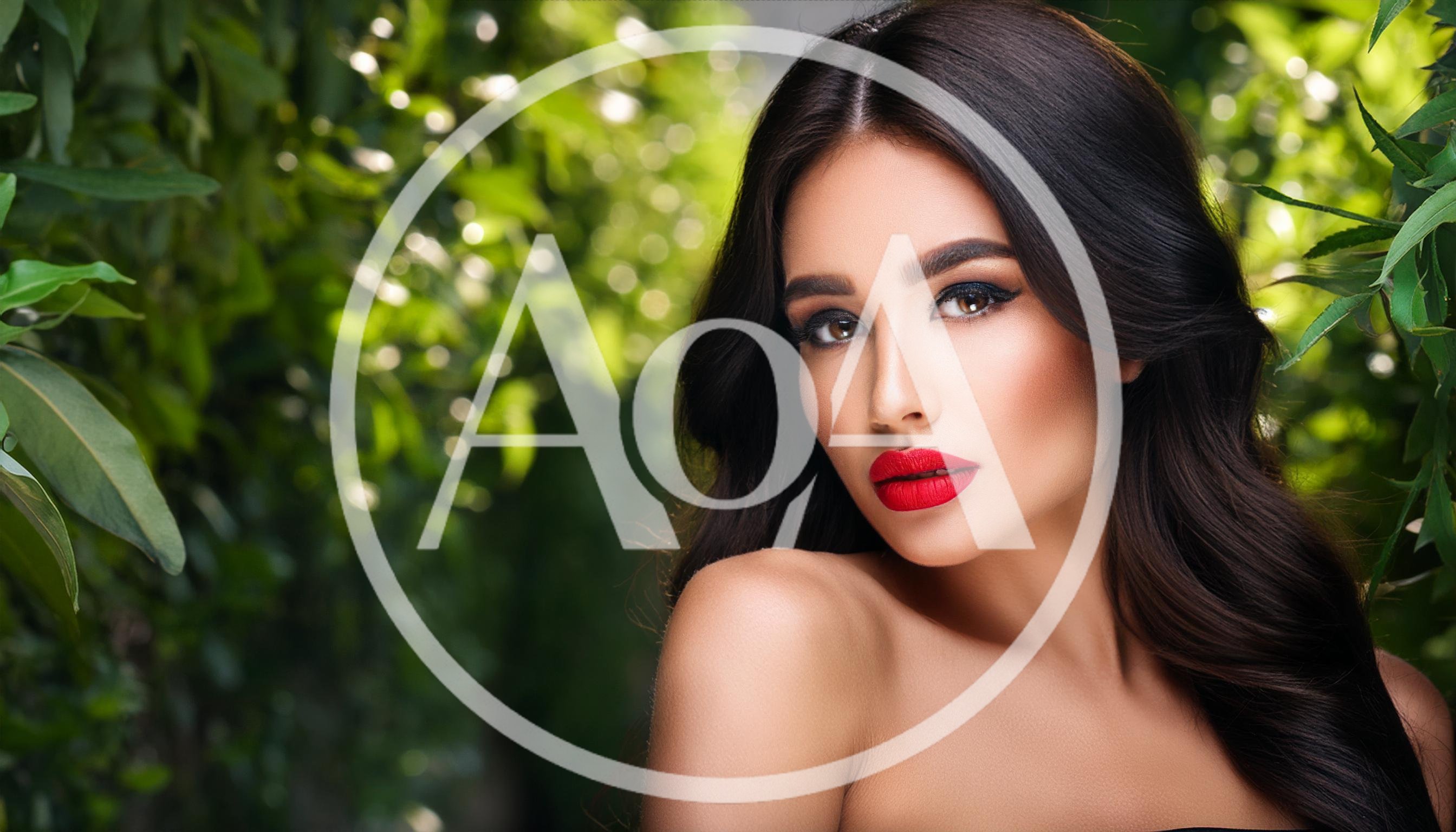 Portrait Of A Beautiful Woman With Red Lipstick