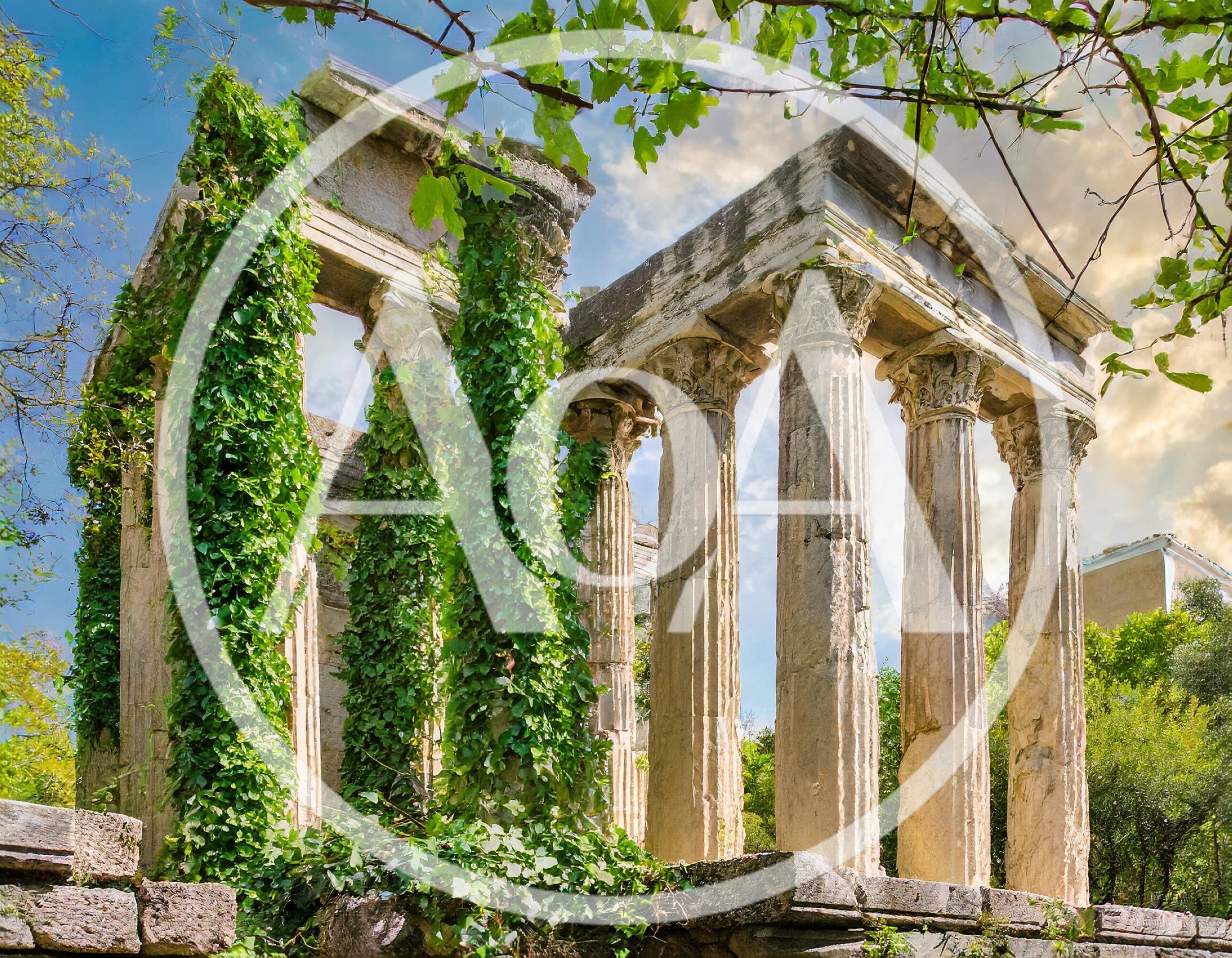 Ancient Roman Temple Ruins With Corinthian Columns
