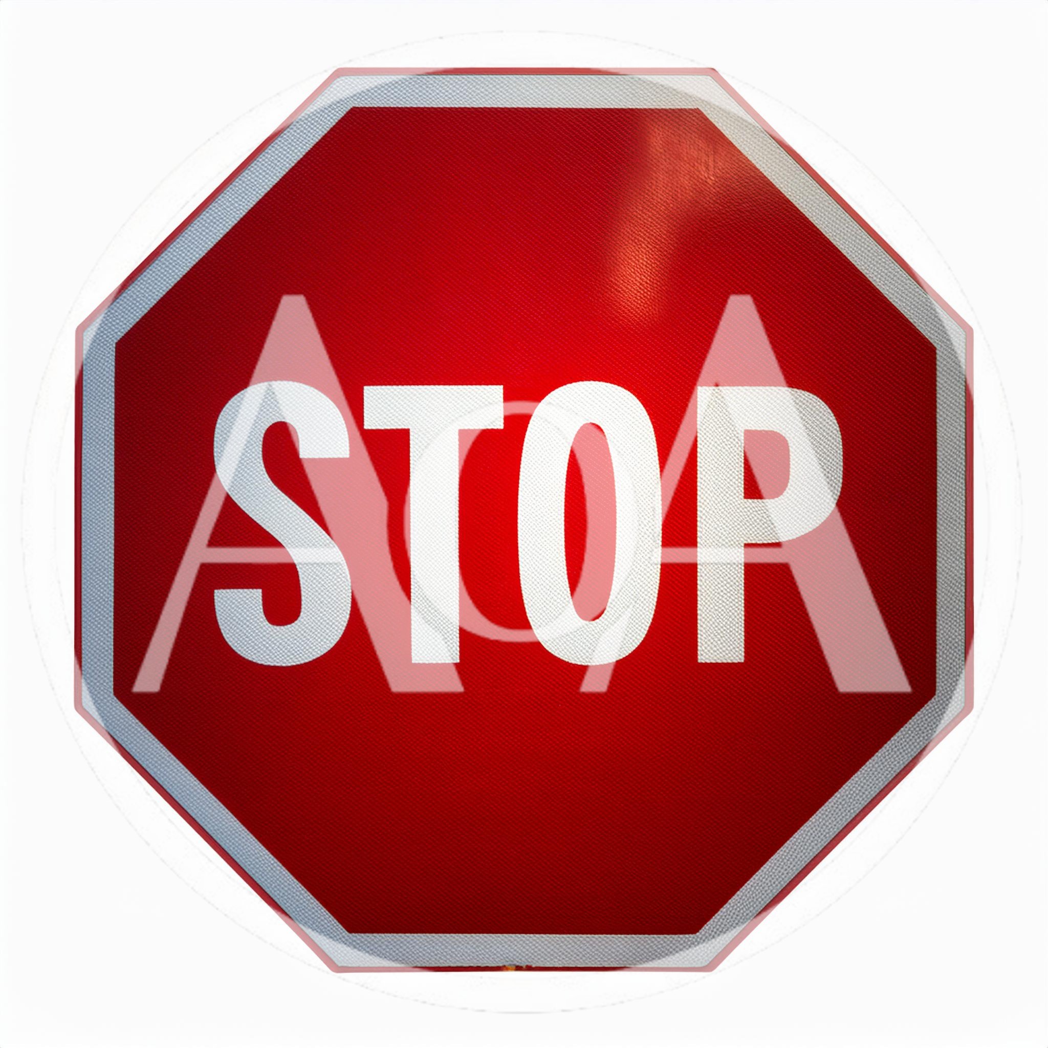 Standard Red Octagonal Stop Sign Isolated On White