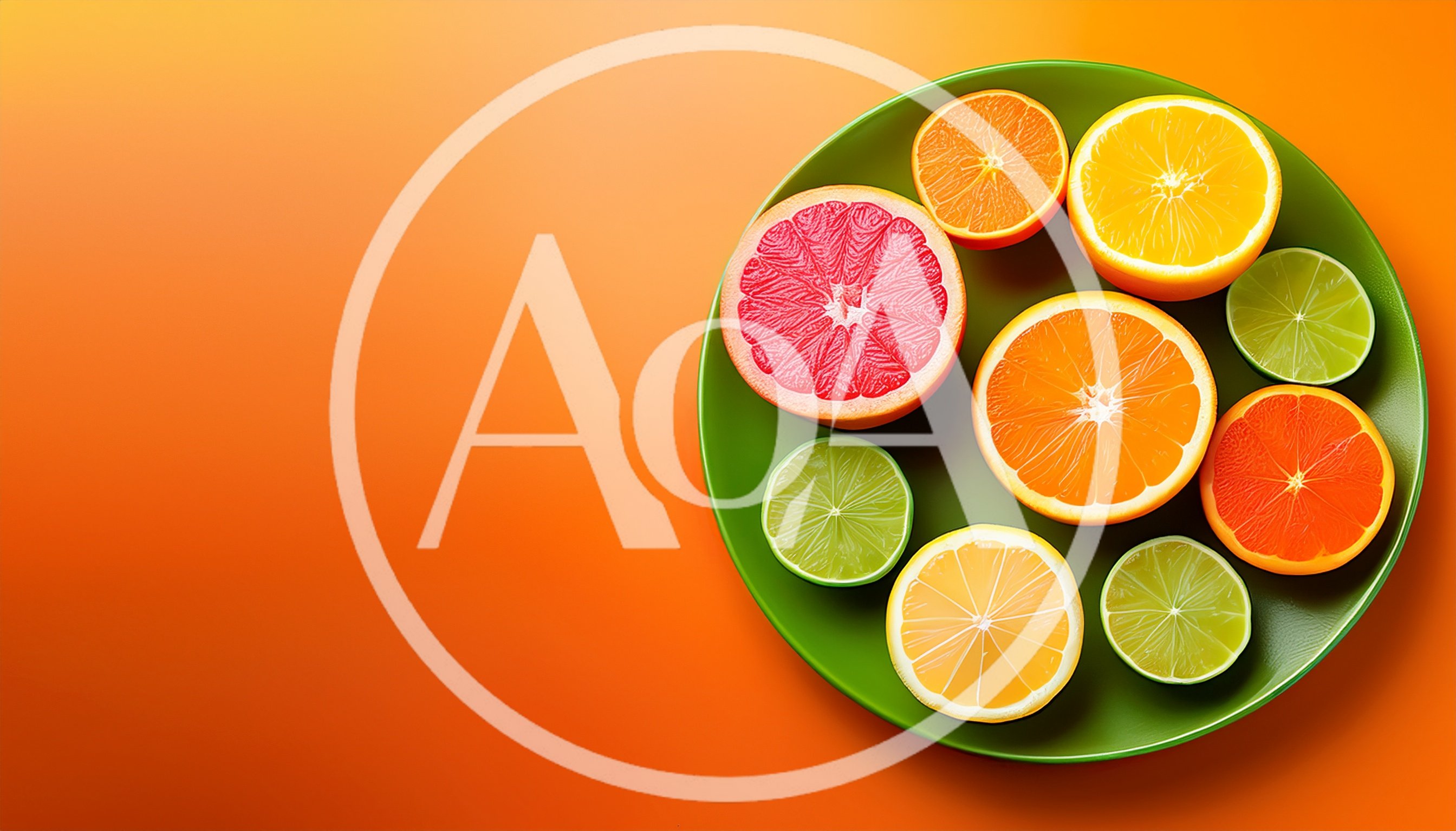 Assorted Citrus Fruit Halves on Green Plate