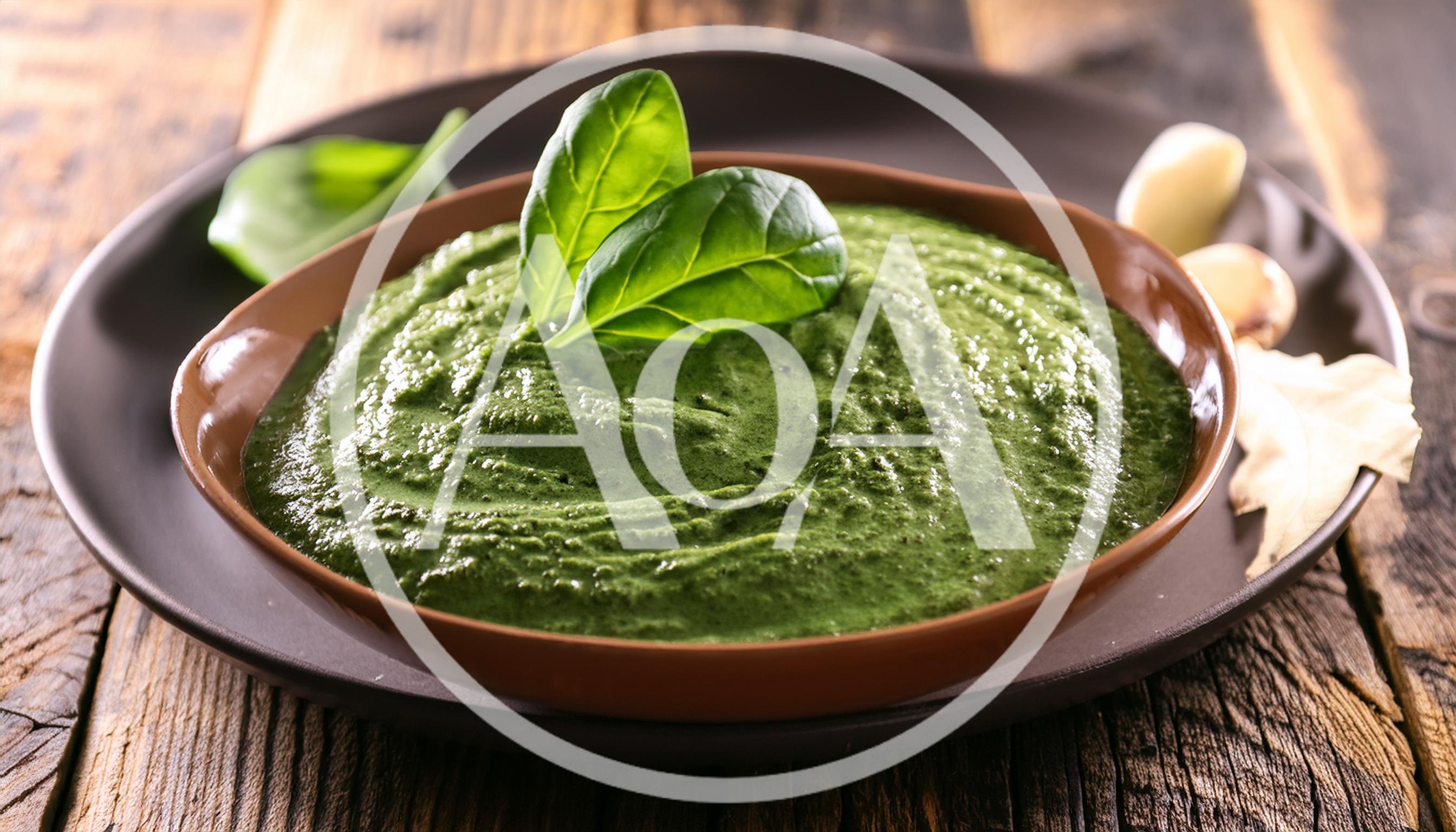 Bowl Of Fresh Green Spinach Pesto Sauce