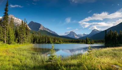 Scenic Mountain Lake Landscape In The Canadian Rockies