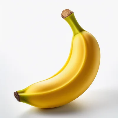 Single Ripe Yellow Banana on White Background