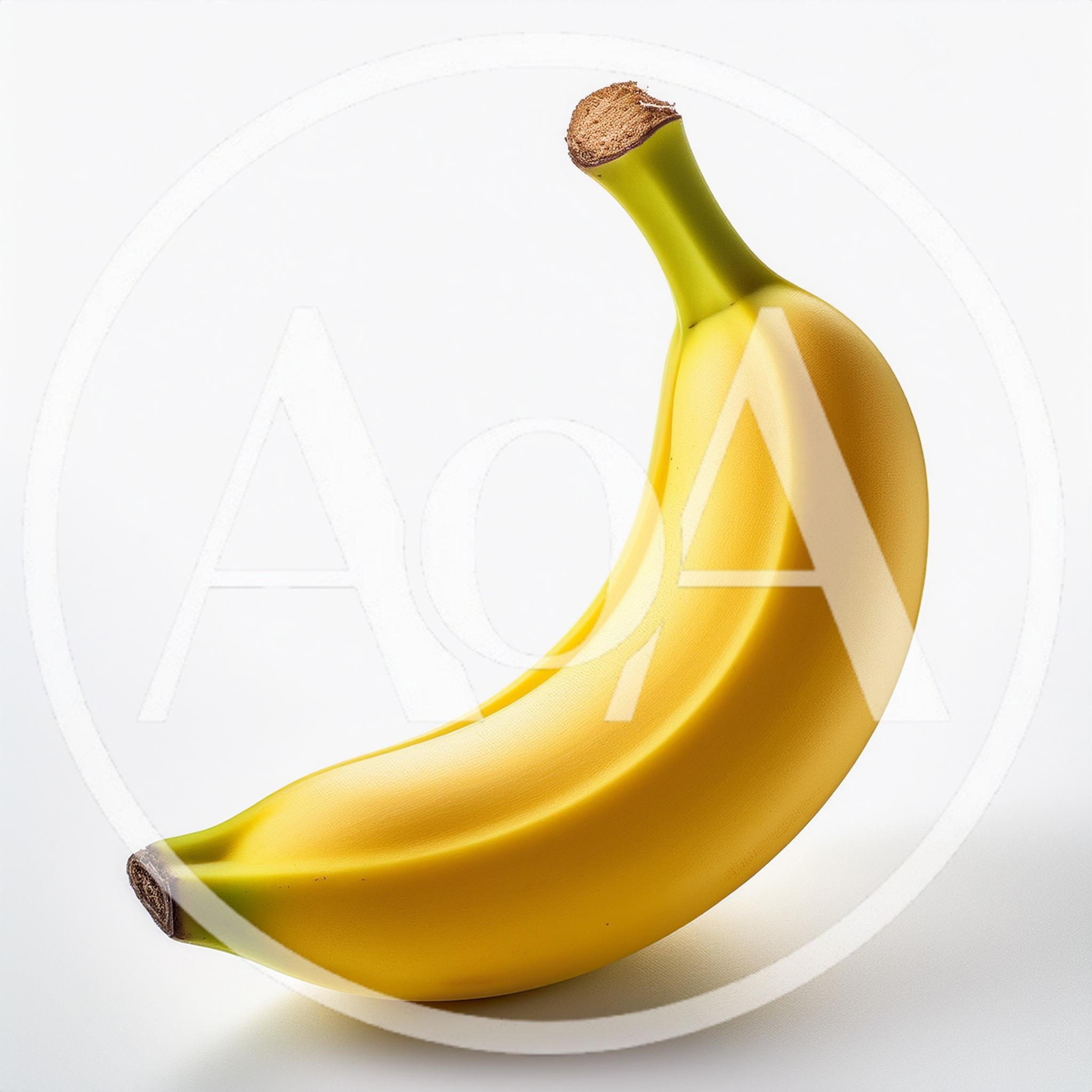 Single Ripe Yellow Banana on White Background