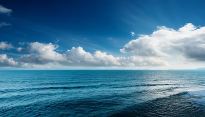 Wide Angle View Of The Deep Blue Ocean