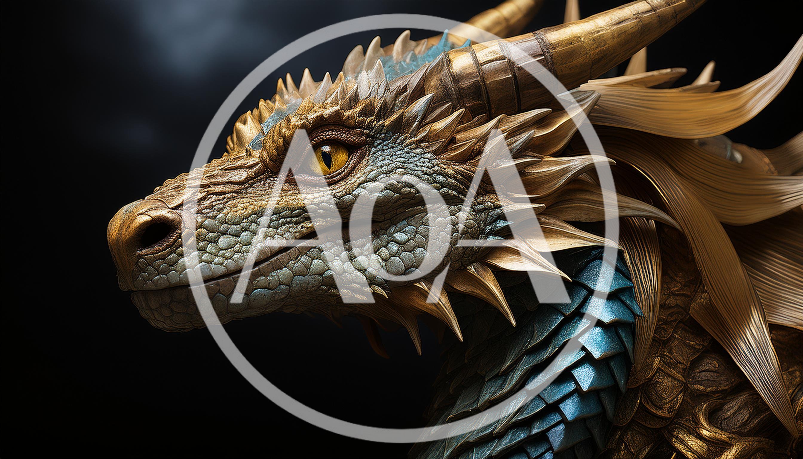 Close Up Portrait Of A Golden Dragon