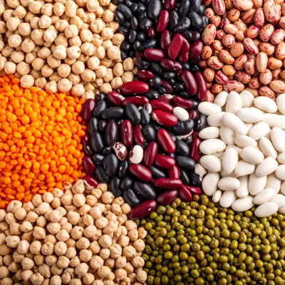 Assorted Dried Legumes and Beans Top View
