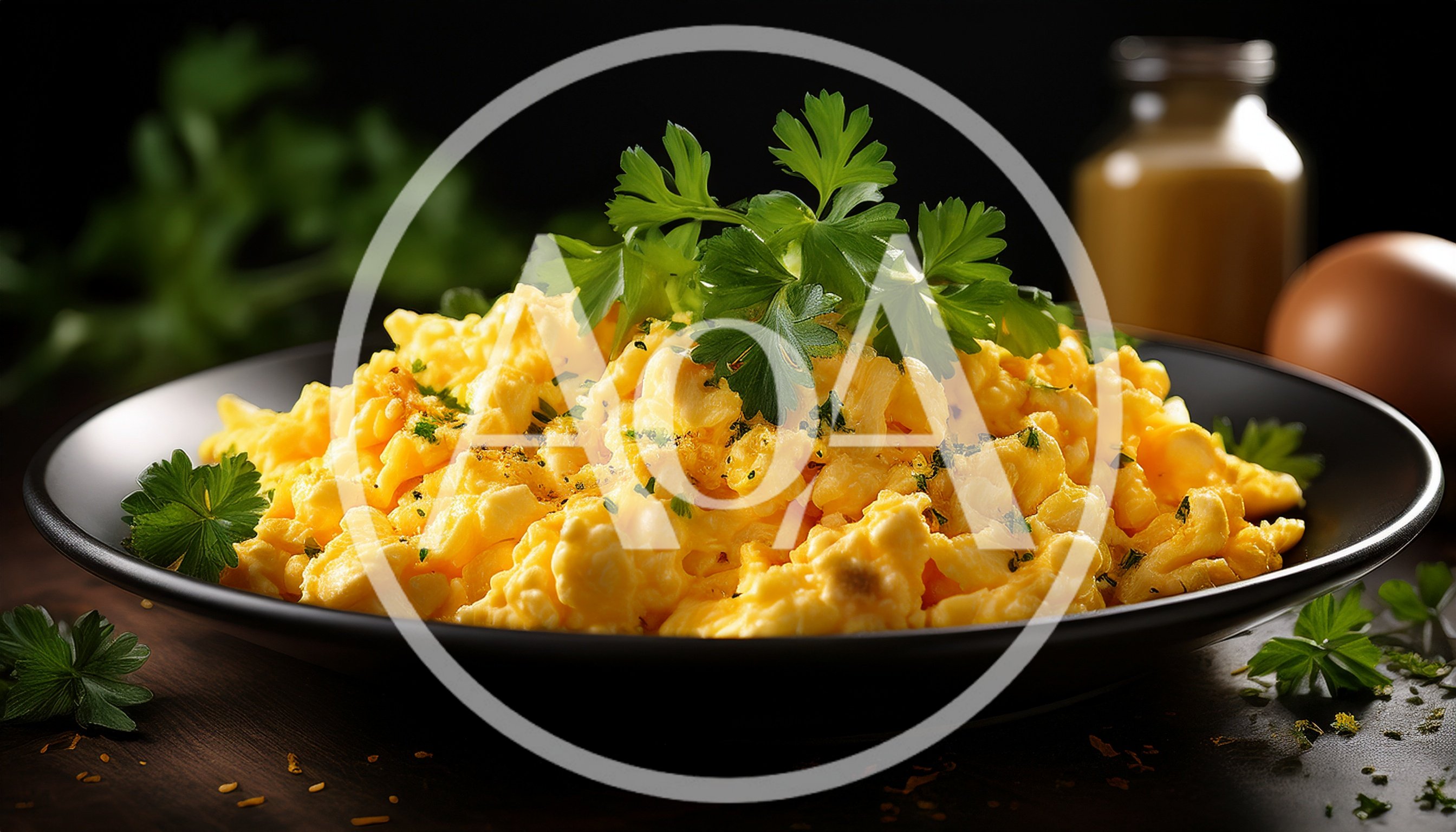 Scrambled Eggs Garnished With Fresh Parsley