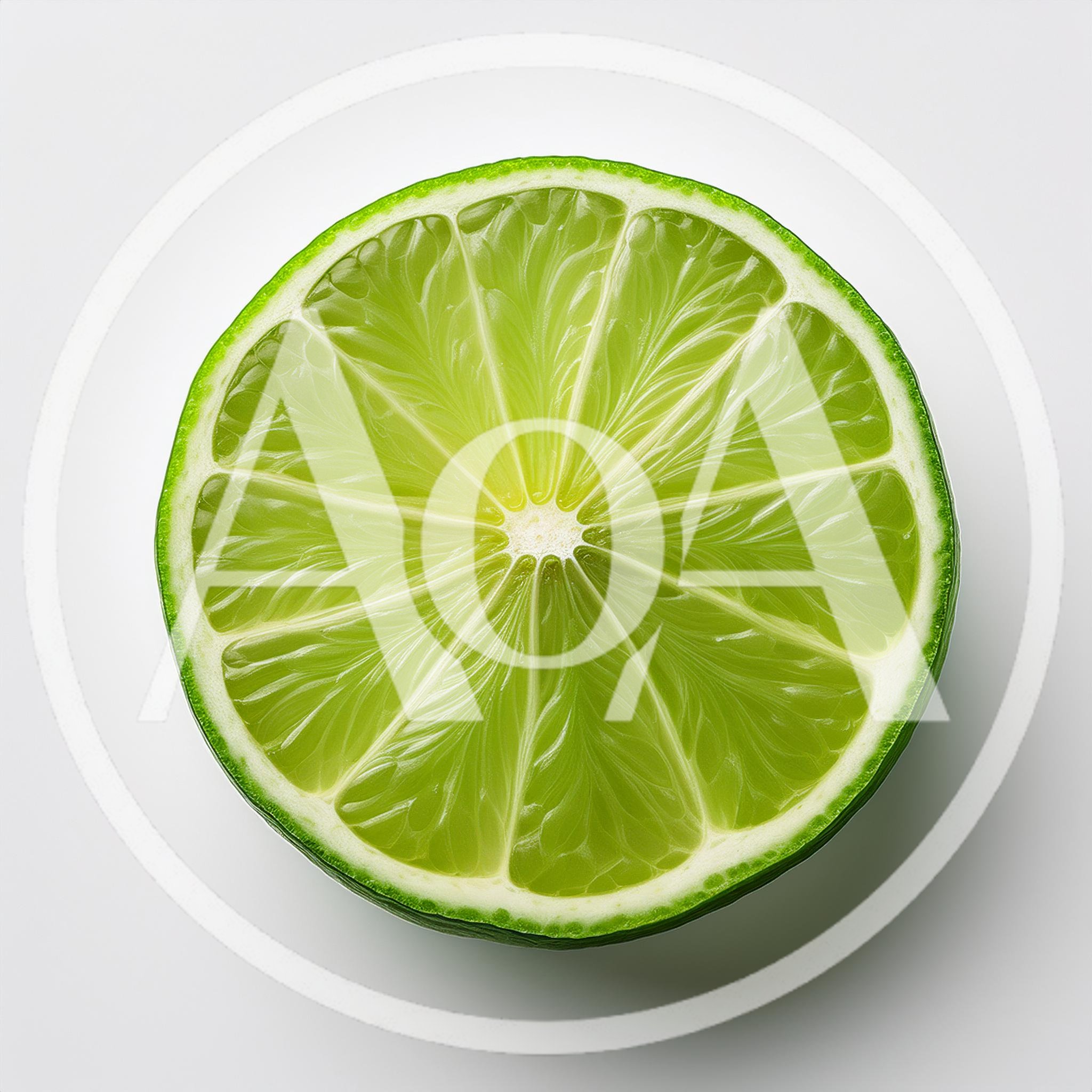 Fresh Cut Lime Half On White Background